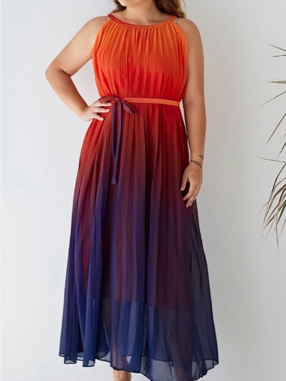 Splendor of the Sunset Gradient Pleated Maxi Dress - Picture 2 of 10